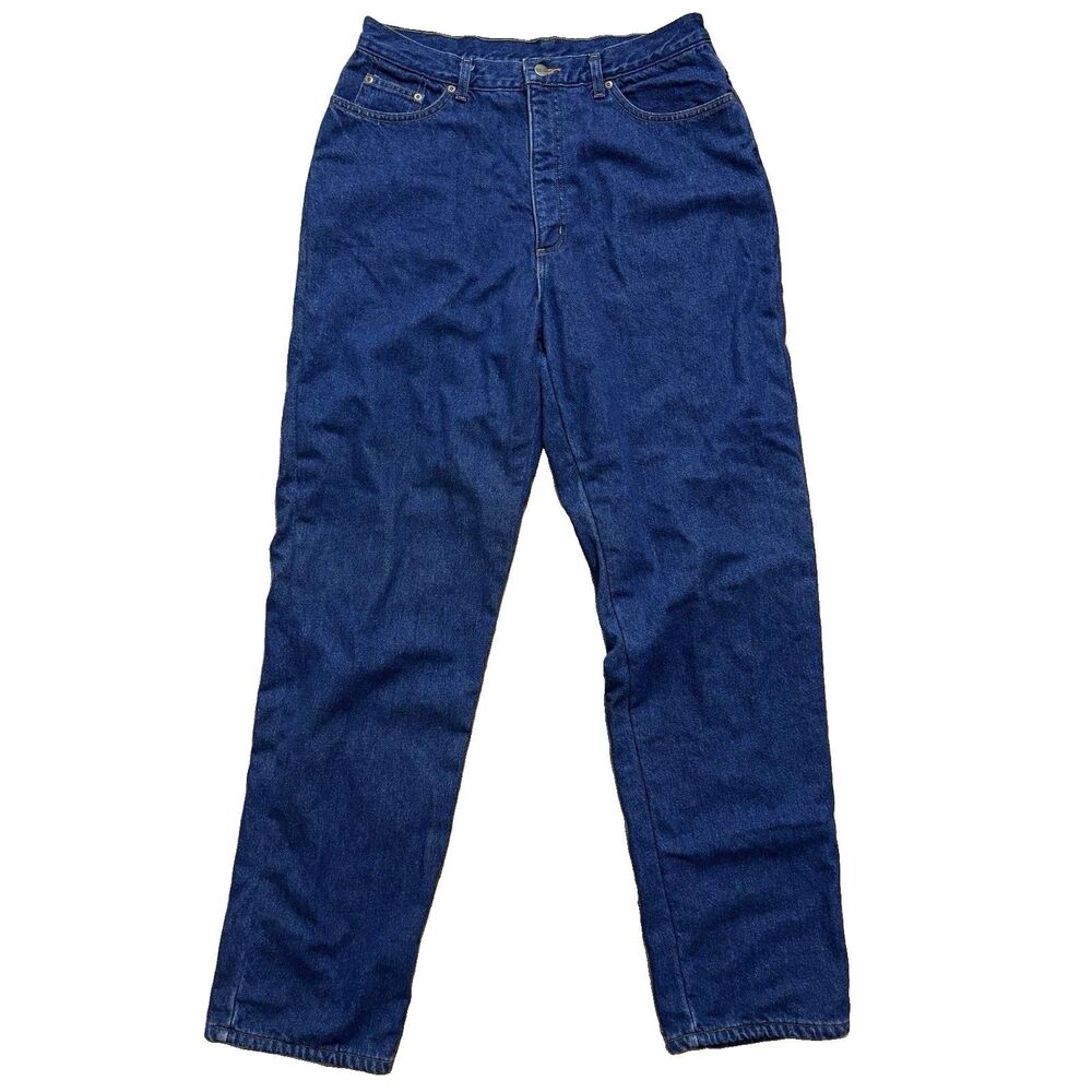 LL Bean Flannel Lined Jeans Womens 16 Tall 32x35 Blue High Rise Outdoor Vintage